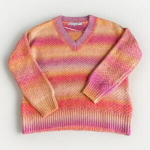 Rebecca Minkoff Striped Sweater Women’s L Sherbert Colors Preppy Cozycore Chunky